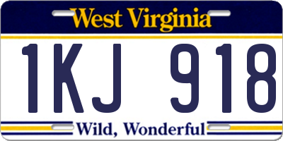 WV license plate 1KJ918