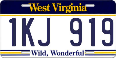 WV license plate 1KJ919