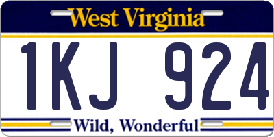 WV license plate 1KJ924