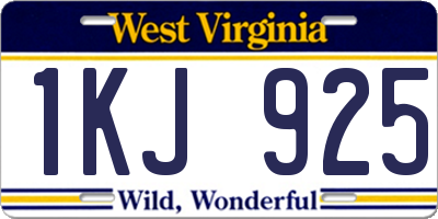 WV license plate 1KJ925