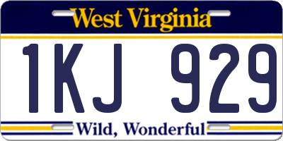 WV license plate 1KJ929