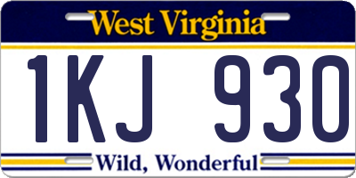 WV license plate 1KJ930