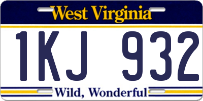 WV license plate 1KJ932