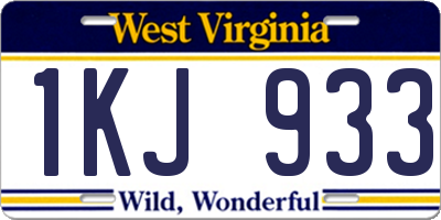 WV license plate 1KJ933