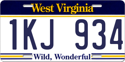 WV license plate 1KJ934