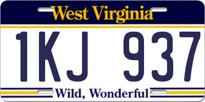 WV license plate 1KJ937
