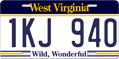 WV license plate 1KJ940