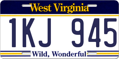 WV license plate 1KJ945