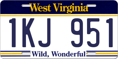 WV license plate 1KJ951