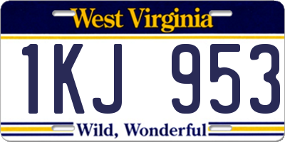 WV license plate 1KJ953
