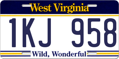 WV license plate 1KJ958