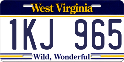 WV license plate 1KJ965