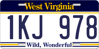 WV license plate 1KJ978