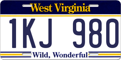 WV license plate 1KJ980