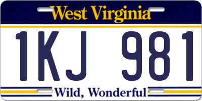 WV license plate 1KJ981