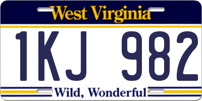 WV license plate 1KJ982