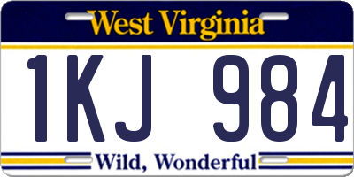 WV license plate 1KJ984