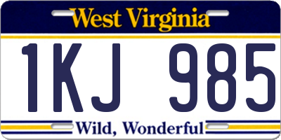 WV license plate 1KJ985