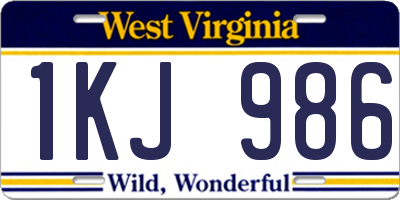 WV license plate 1KJ986