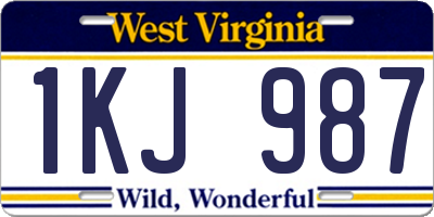 WV license plate 1KJ987
