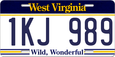WV license plate 1KJ989
