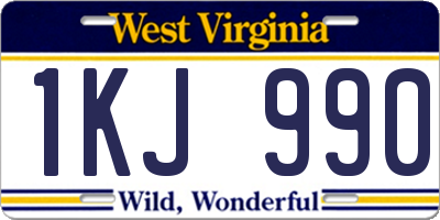 WV license plate 1KJ990