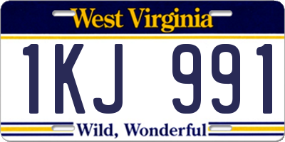WV license plate 1KJ991