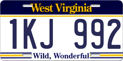 WV license plate 1KJ992