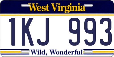 WV license plate 1KJ993