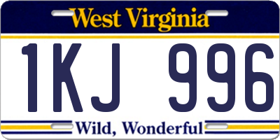 WV license plate 1KJ996
