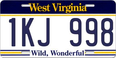 WV license plate 1KJ998