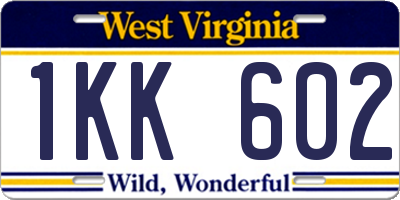 WV license plate 1KK602
