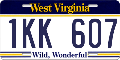 WV license plate 1KK607