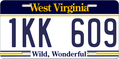 WV license plate 1KK609