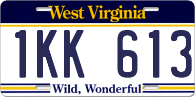 WV license plate 1KK613