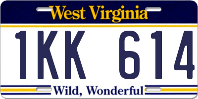 WV license plate 1KK614
