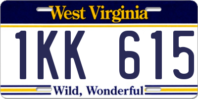 WV license plate 1KK615
