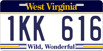 WV license plate 1KK616