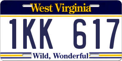 WV license plate 1KK617