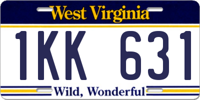 WV license plate 1KK631