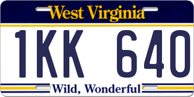 WV license plate 1KK640