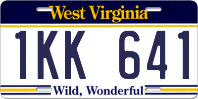 WV license plate 1KK641