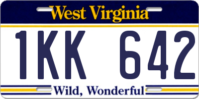 WV license plate 1KK642