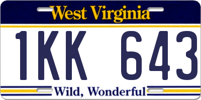 WV license plate 1KK643