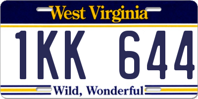 WV license plate 1KK644