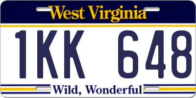 WV license plate 1KK648
