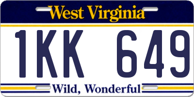 WV license plate 1KK649