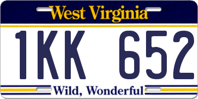 WV license plate 1KK652