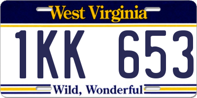 WV license plate 1KK653
