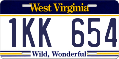 WV license plate 1KK654